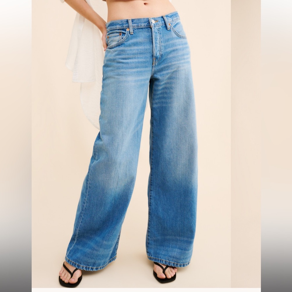 Re/Done Mid Rise Palazzo Wide Leg Jeans 28